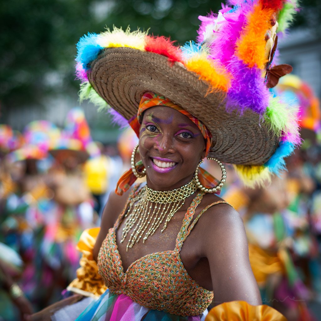 Young woman portrait at the Paris tropical carnival, France