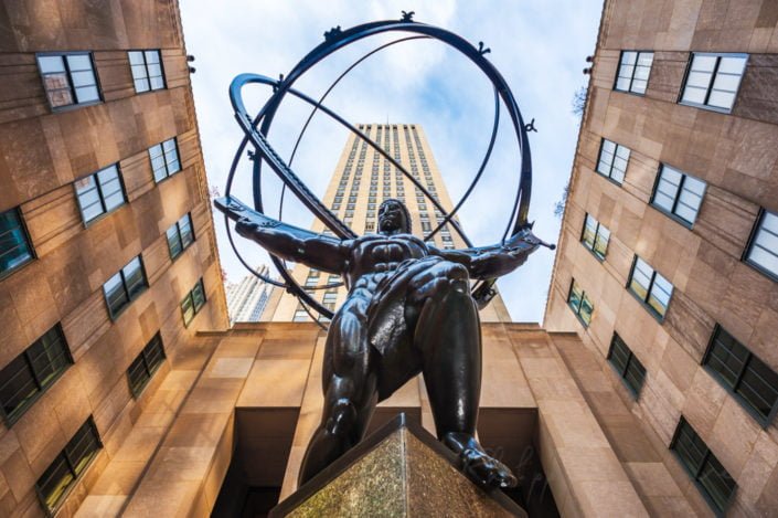 The Atlas statue at the Rockefeller Center, New York City, USA