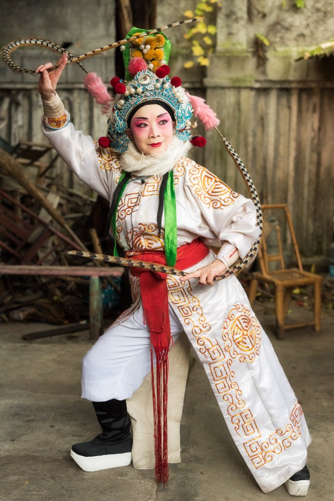 Actress of Sichuan Opera posing in Chengdu, Pixian, Sichuan Province, China