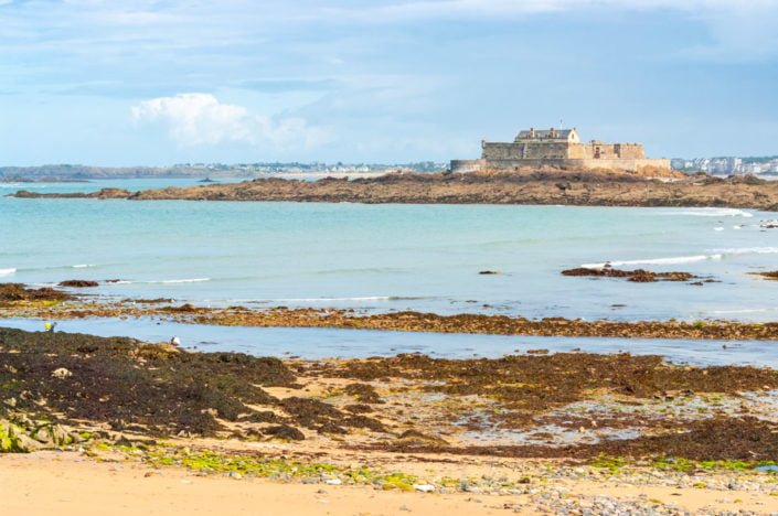 Fort National view from Saint-Malo beach, Brittany, France