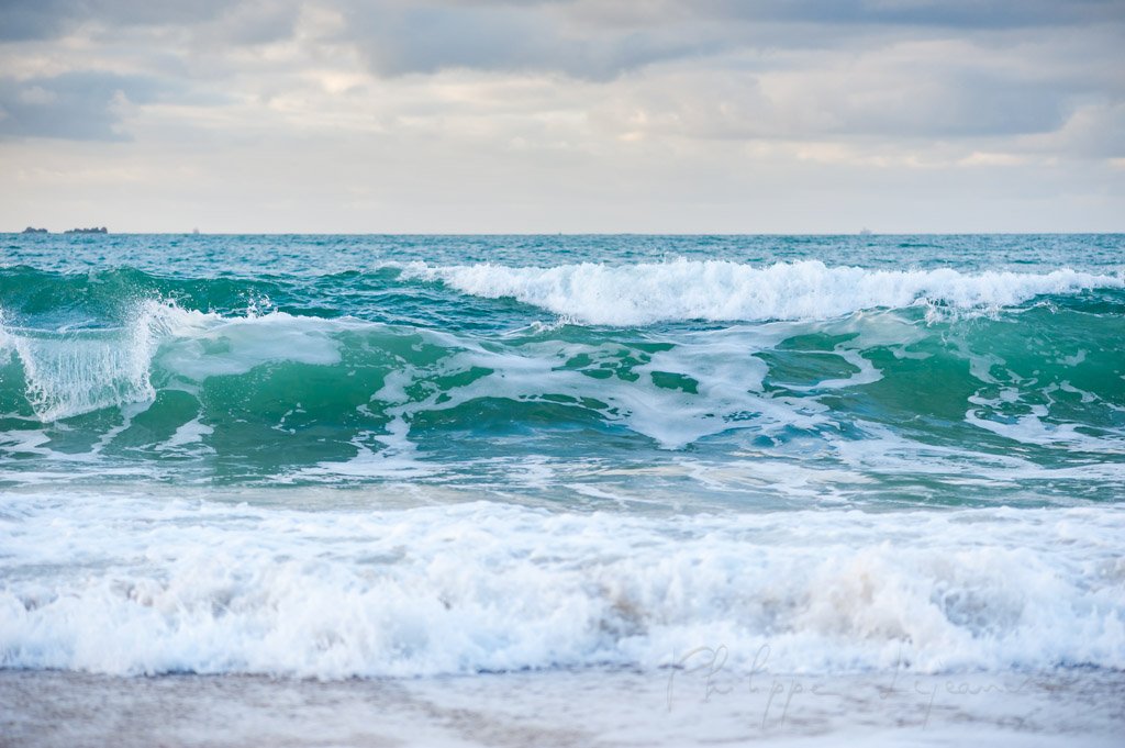 Waves during a storm in Saint-Malo beach, Brittany, France