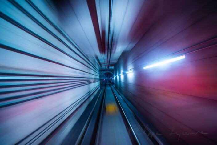 Abstract motion blurred long exposure metro tunnel, Sichuan province, China