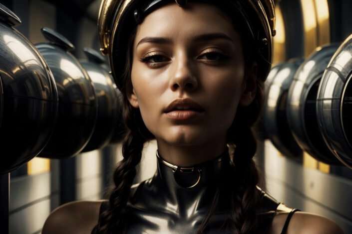 Ai portrait of a young woman in a futuristic world - Chrome Collection