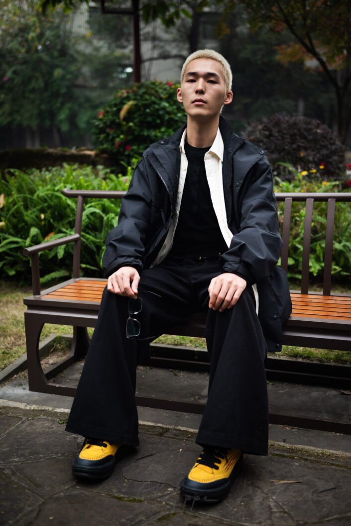 oung Chinese man fashion portrait in Chengdu, Sichuan province, China