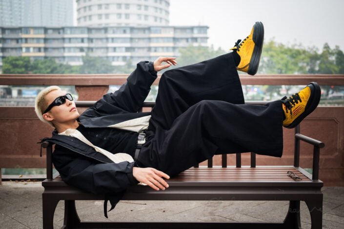 Young Chinese man fashion portrait in Chengdu, Sichuan province, China